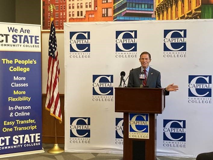 Blumenthal announced a $5 million grant for a consortium of Connecticut community colleges, including Capital Community College, to train students from historically underrepresented communities to enter Information Technology and other in-demand jobs. 